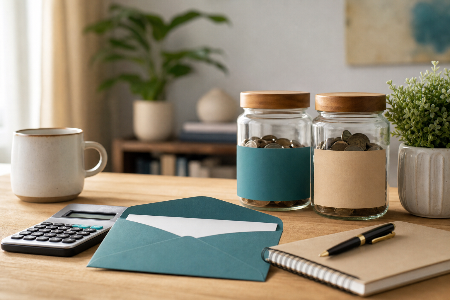 A clean tabletop scene representing savings choices and tradeoffs