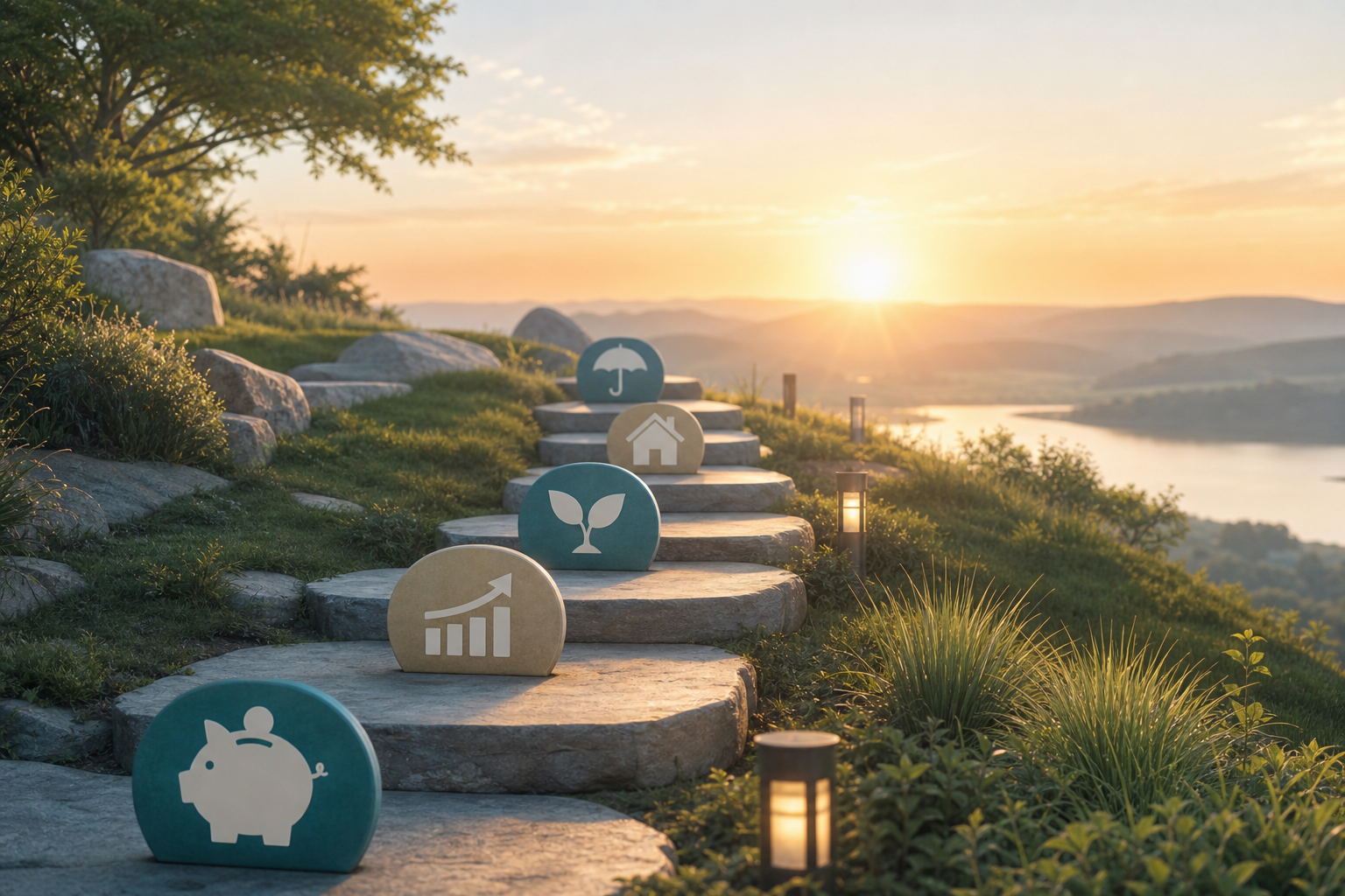 A symbolic path stretching toward a bright horizon